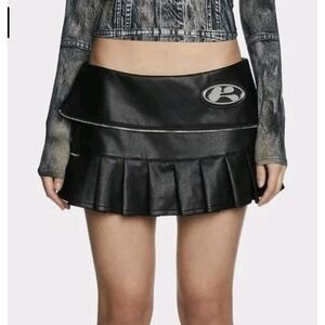 The Kript Dusk Vegan Leather Britt Mini Skirt Skort Grungecore Moto Goth Zippers